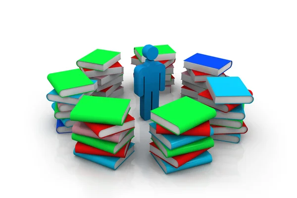 3d Man and books — Stock Photo, Image