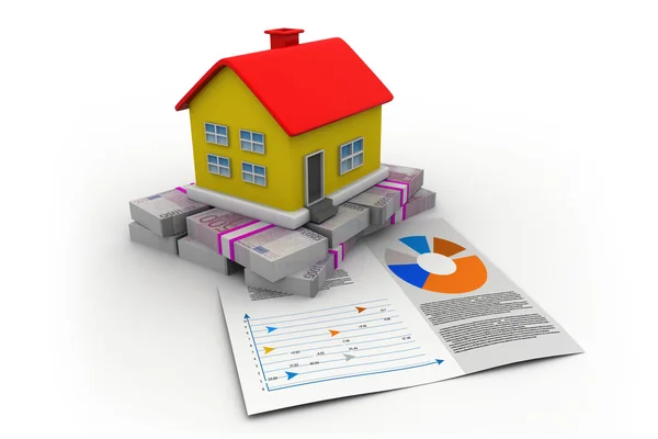 House with euro and graph chart — Stock Photo, Image