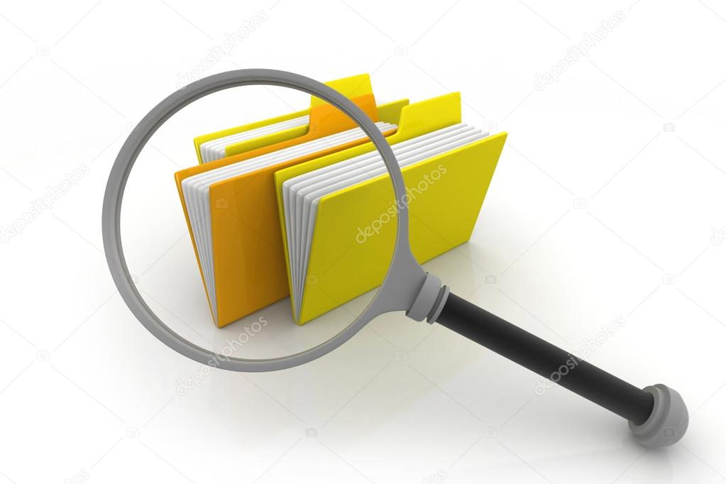 Folders and magnifying glass