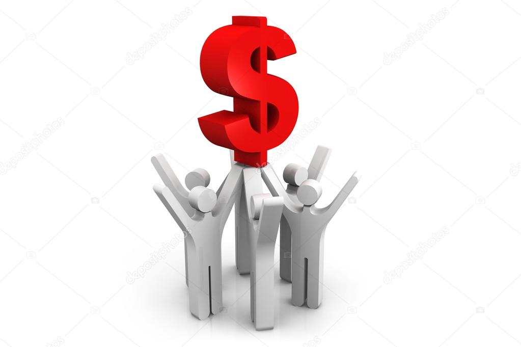 3d people  holding a dollar symbol