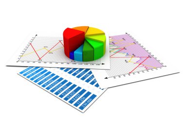 Business report, graph charts clipart