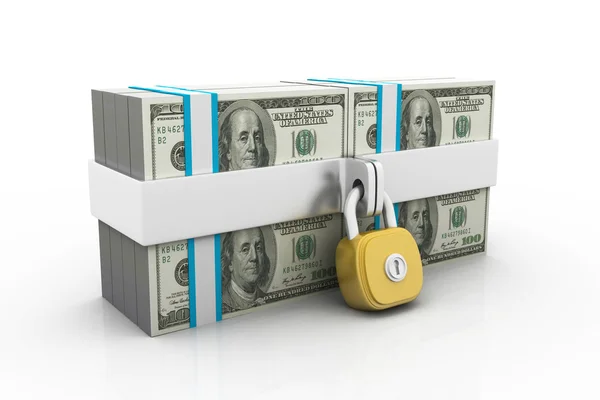 Dollars and lock — Stock Photo, Image