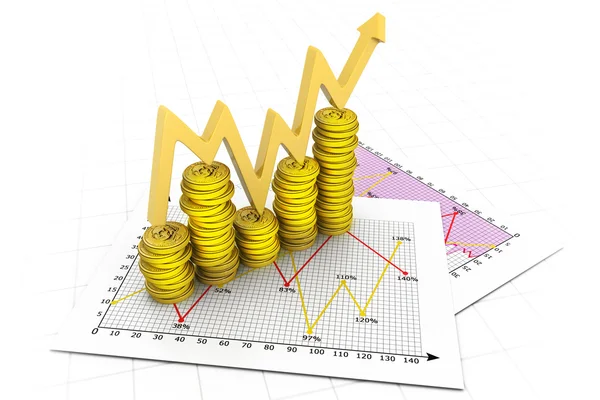 Gráfico de negocio de monedas de dólar — Foto de Stock