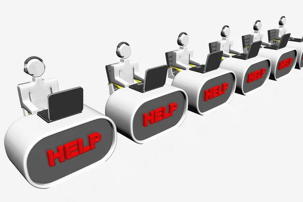 Concepto de help desk, personas que trabajan en call center —  Fotos de Stock