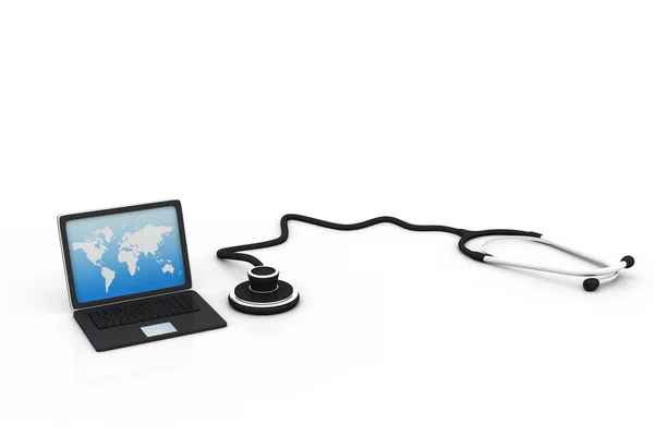 Laptop with stethoscope — Stock Photo, Image