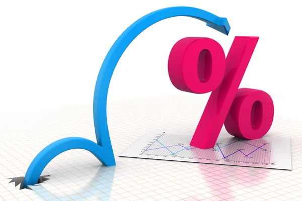 Bewegende pijl met percentagesymbool — Stockfoto