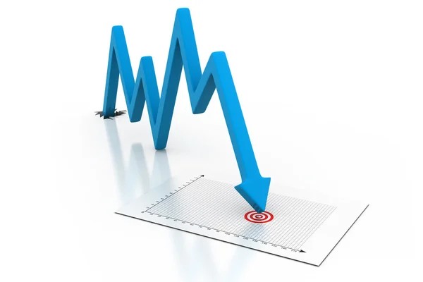 Grafico delle frecce che mostra il declino delle imprese — Foto Stock