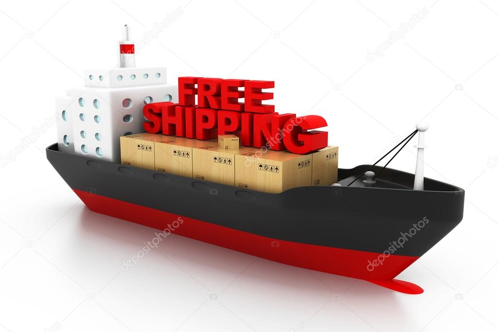 Free shipping concept, containers cargo ship