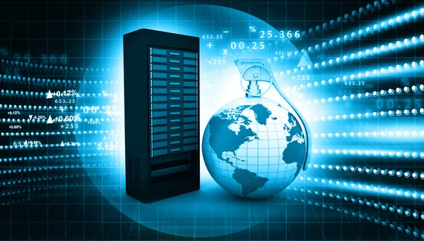 Computer server connecting with dynamic world — Stock Photo, Image