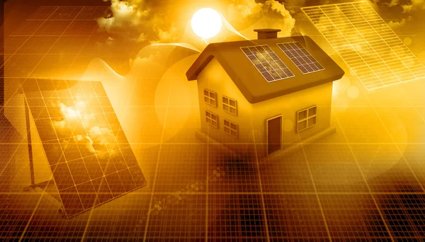 3d render of a house with solar panels — Stock Photo, Image