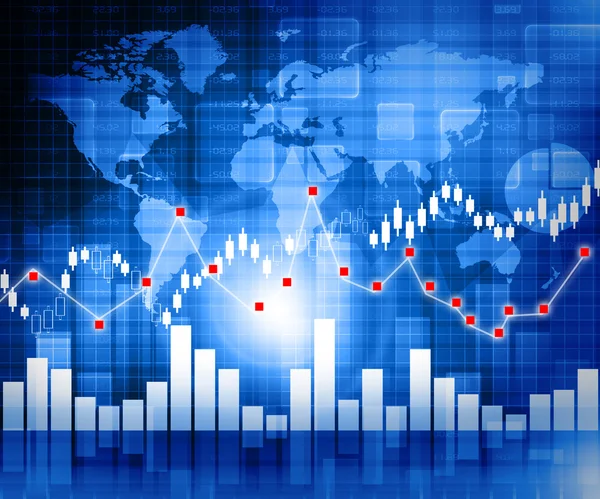 Gráfico do mercado de ações e gráfico de barras — Fotografia de Stock