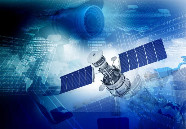 Communication satellite on technology — Stock Photo, Image