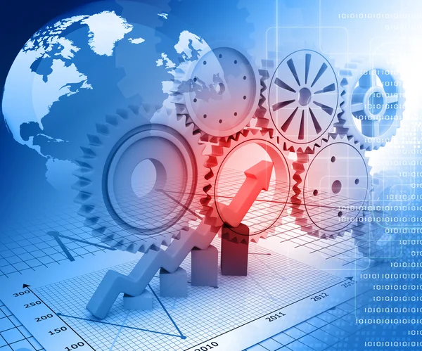 Gráfico de negocios fondo con engranajes —  Fotos de Stock