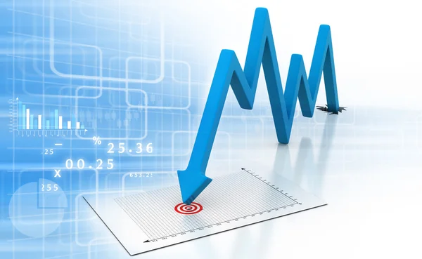 Gráfico de setas mostrando declínio do negócio — Fotografia de Stock