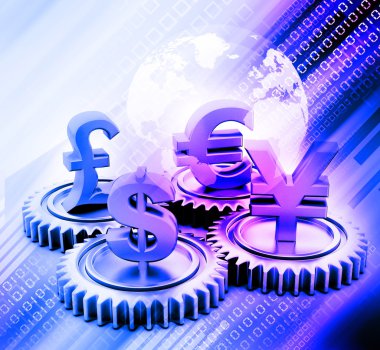 küresel para birimi ile 3D dişli