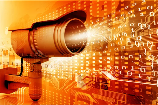 Überwachungskamera mit digitaler Welt — Stockfoto