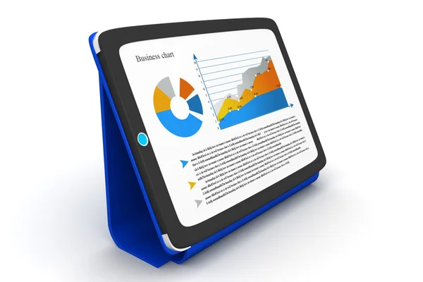 Tablet pc shows a spreadsheet and charts — Stock Photo, Image