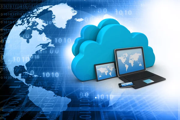 Dispositivi elettronici con server cloud — Foto Stock