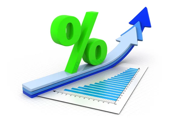 Simbolo percentuale e grafici a freccia — Foto Stock