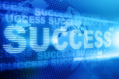 Başarı metnin üzerinde mavi arka plan