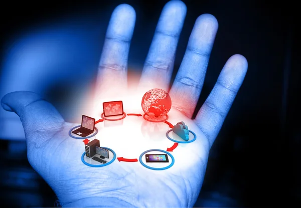 Cloud computing concept in human hand — Stock Photo, Image