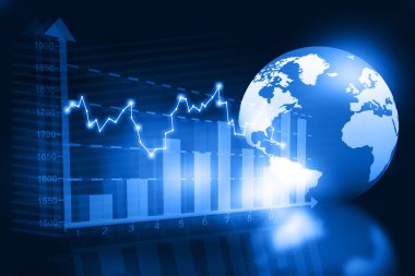 Business chart with world