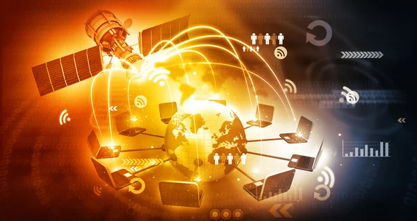 Global satellite telecommunication technology — Stockfoto