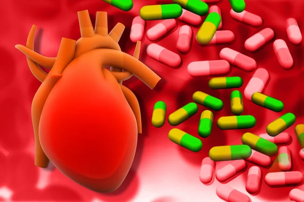 Человеческое сердце и модемные лекарства — стоковое фото