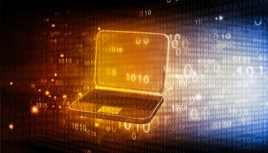 laptop teknik arka plan üzerinde ikili kod ile