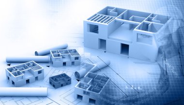 Blue print of a architectural project clipart