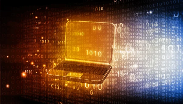 Laptop com código binário no fundo da tecnologia — Fotografia de Stock