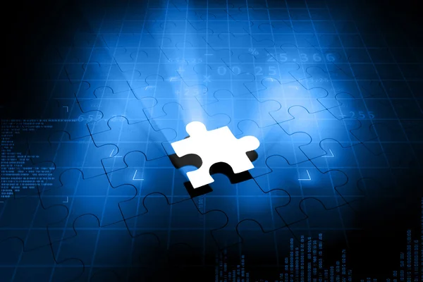 Missing jigsaw puzzle piece with light glow — Stock Photo, Image