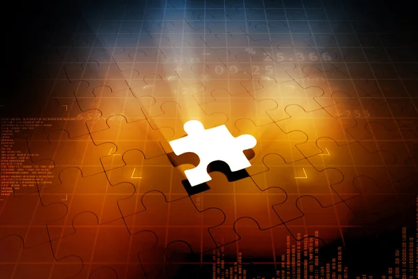 Missing jigsaw puzzle piece with light glow — Stock Photo, Image