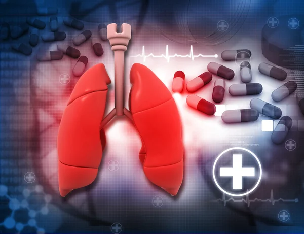 Pulmones humanos con medicamentos — Foto de Stock