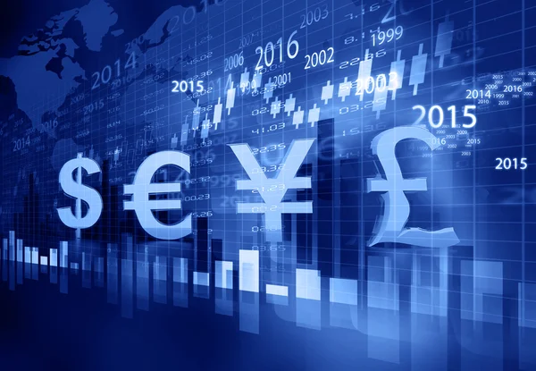 Stock market chart graph with global currencies — Stock Photo, Image