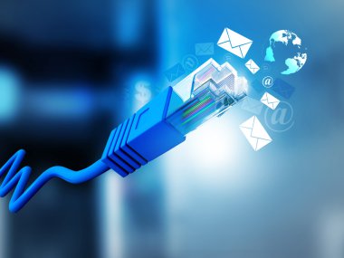 E-posta sembolleri ile enterne tel kablo