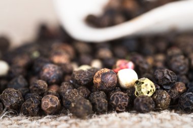 Kurutulmuş biber çilek ile ahşap Kepçe