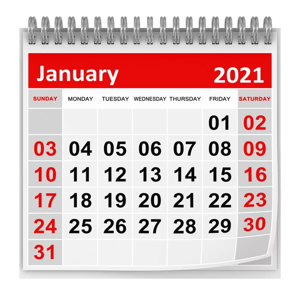 January 2021 Rendered Computer Generated Image Isolated White — Stock Photo, Image