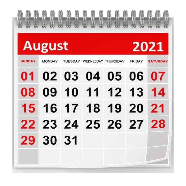 August 2021 Rendered Computer Generated Image Isolated White — Stock Photo, Image