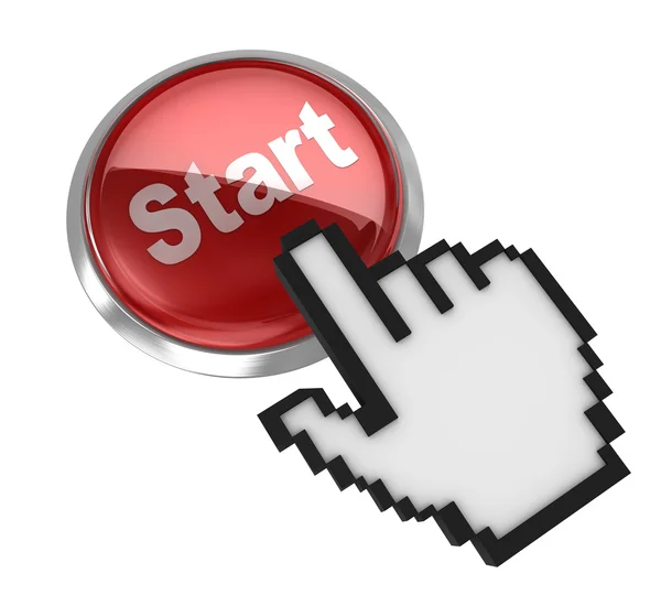 Start button and hand cursor — Stock fotografie