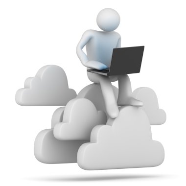 Man Sitting on Cloud Computing Symbol