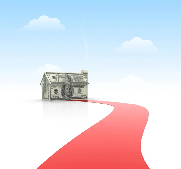 Ház és a vörös szőnyegen — Stock Fotó