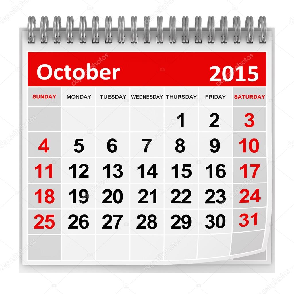 Imágenes de Calendario octubre 2015 libres de derechos | DepositPhotos, image size:1024x1024