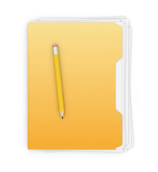 Yellow folder and pencil — Stock Photo, Image