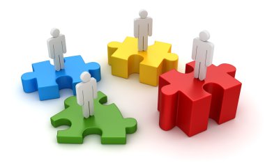İşadamı ve renkli puzzle