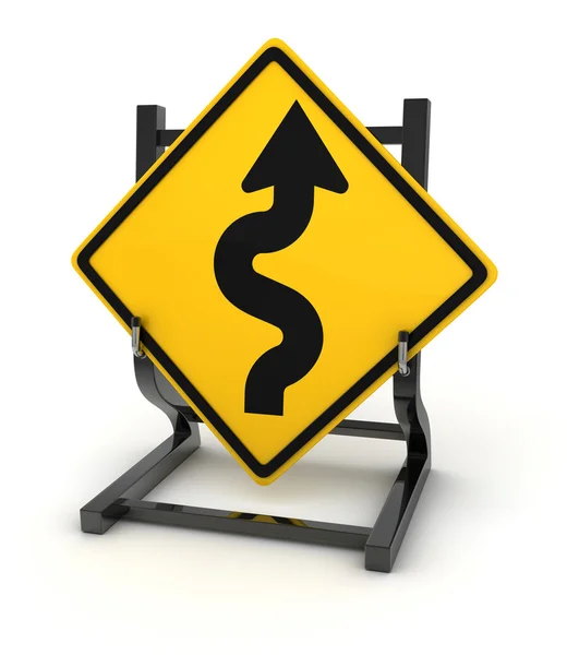 Road sign - curve way — Stock Photo, Image
