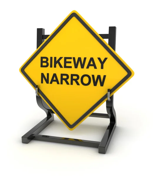 Señal de tráfico - bikeway estrecho —  Fotos de Stock