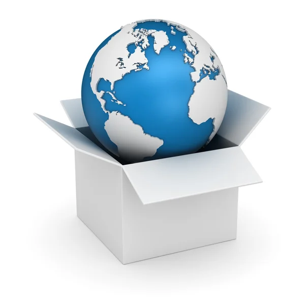 White Box and World Map — Stock Photo, Image