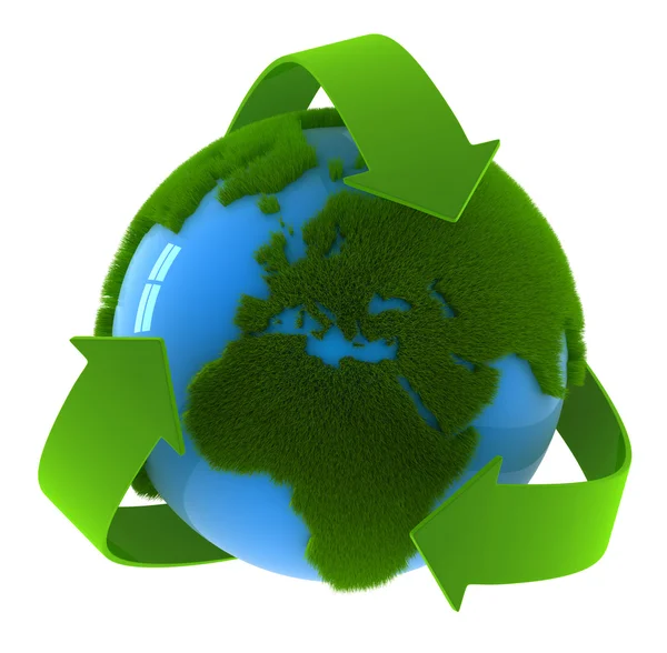 Globe and recycle symbol — Stock Photo, Image