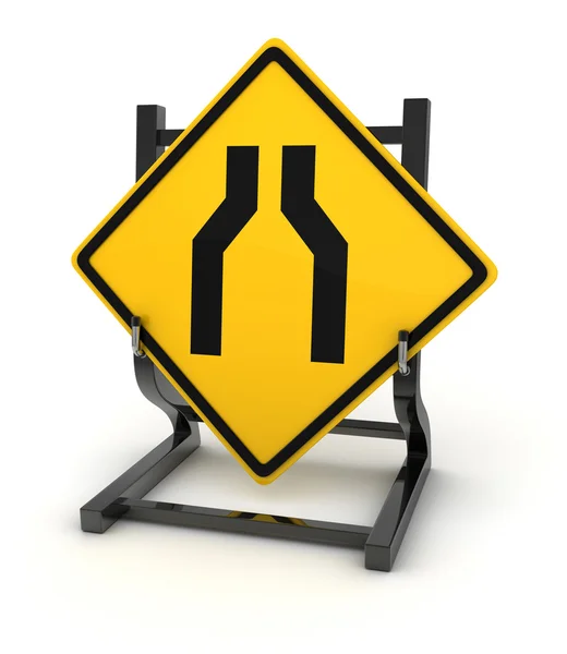 Road sign - road narrows — Stock Photo, Image